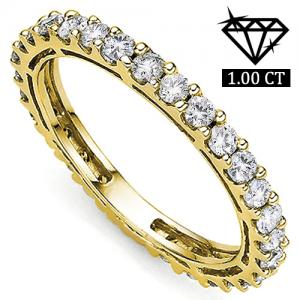 Guaranteed lowest price on Internet ! Eternity Ring - 10 kt. Yellow gold - 1.00 ct. tw. Genuine Round Brilliant Cut Diamond (Lab-grown) - D-F VVS-VS
