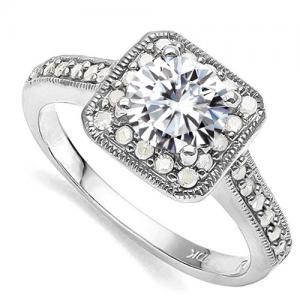 VS CLARITY ! 4/5 CT DIAMOND MOISSANITE & 1/4 CT DIAMOND SOLITAIRE 10KT SOLID GOLD ENGAGEMENT RING