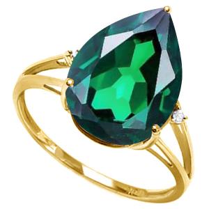 ADORABLE ! 7.00 CT EUROPEAN EMERALD & GENUINE DIAMOND 10KT SOLID GOLD RING