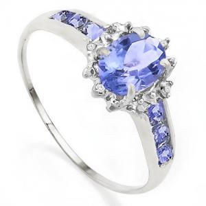 MARVELOUS ! 4/5 CT GENUINE TANZANITE & DIAMOND 10KT SOLID GOLD RING