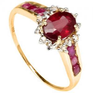 PRECIOUS ! 1.33 CT RUBY & DIAMOND 10KT SOLID GOLD RING