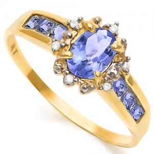 IRRESISTIBLE ! 4/5 CT GENUINE TANZANITE & DIAMOND 10KT SOLID GOLD RING