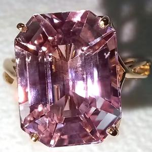 READY TO SHIP ! 8.35 CT KUNZITE 14KT SOLID GOLD RING