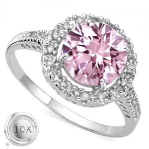 2.00 CT PINK DIAMOND MOISSANITE & 16PCS LAB GROWN DIAMOND 10KT SOLID GOLD RING
