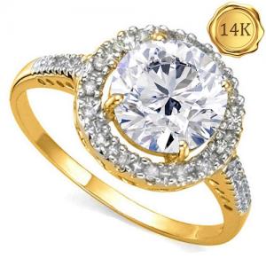 Guaranteed lowest price on Internet !- Engagement Ring - 14 kt. Yellow gold - 2.26 ct. tw. Genuine Round Brilliant Cut Diamond (Lab-grown) - EX (IDeal Cut) E-F VS-SI
