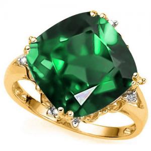 VS CLARITY ! 5.24 CT EUROPERAN EMERALD & GENUINE DIAMOND 10KT SOLID GOLD RING