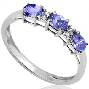 1/2 CT TANZANITE & DIAMOND 10KT SOLID GOLD RING