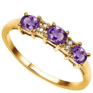 1/2 CT AMETHYST & DIAMOND 10KT SOLID GOLD RING