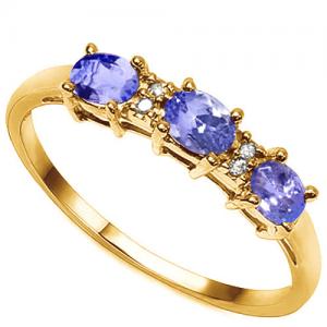 1/2 CT TANZANITE & DIAMOND 10KT SOLID GOLD RING