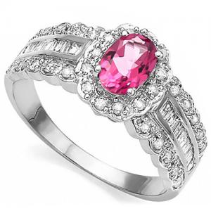 VS CLARITY ! 2/3 CT IMPERIAL PINK TOPAZ & 1/3 CT GENUINE DIAMOND 10KT SOLID GOLD RING