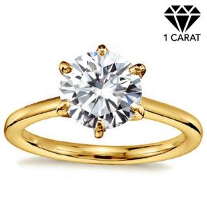(CERTIFICATE REPORT) 1.00 CT DIAMOND MOISSANITE (HEART & ARROWS CUT/VVS) SOLITAIRE 10KT SOLID GOLD ENGAGEMENT RING