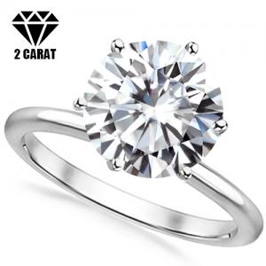 (CERTIFICATE REPORT) 2.00 CT DIAMOND MOISSANITE (HEART & ARROWS CUT/VVS) SOLITAIRE 10KT SOLID GOLD ENGAGEMENT RING