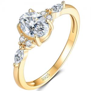 (CERTIFICATE REPORT) 1.00 CT DIAMOND MOISSANITE 14K YELLOW GOLD OVER STERLING SILVER RING