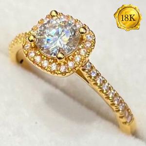 SPARKLING ! 0.50 CT DIAMOND MOISSANITE 18KT SOLID GOLD RING