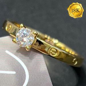 SPARKLING ! 0.30 CT DIAMOND MOISSANITE 18KT SOLID GOLD RING