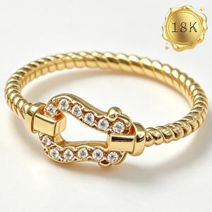 SPARKLING ! DIAMOND MOISSANITE SHACKLE DESIGN 18KT SOLID GOLD FILLED RING