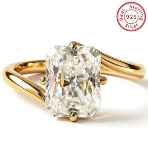 NEW! 3.00 CT CREATED WHITE SAPPHIRE ENGAGEMENT 18K YELLOW GOLD OVER STERLING SILVER RING