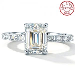 NEW! 2.00 CT CREATED WHITE SAPPHIRE ENGAGEMENT 18K WHITE GOLD OVER STERLING SILVER RING