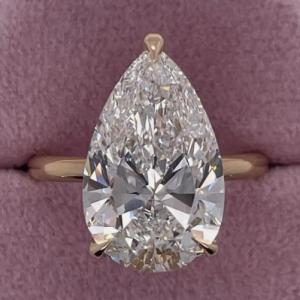 Guaranteed lowest price on Internet !- Ring - 14 kt. Yellow gold - 2.00 ct. tw. Genuine Pear Brilliant Cut Diamond (Lab-grown) - EX (IDeal Cut) D-F VS