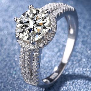 NEW!! (CERTIFICATE REPORT) 3.00 CT DIAMOND MOISSANITE & CREATED WHITE SAPPHIRE 925 STERLING SILVER RING
