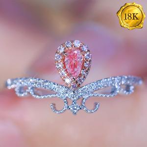 LUXURY COLLECTION ! (CERTIFICATE REPORT) 0.32 CTW GENUINE PINK DIAMOND & GENUINE DIAMOND 18KT SOLID GOLD RING