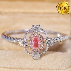 LUXURY COLLECTION !  (CERTIFICATE REPORT) 0.38 CTW GENUINE PINK DIAMOND & GENUINE DIAMOND 18KT SOLID GOLD RING