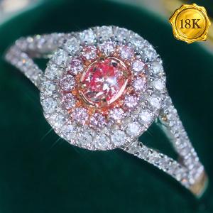 (CERTIFICATE REPORT) LUXURY COLLECTION ! 0.47 CTW GENUINE PINK DIAMOND & GENUINE DIAMOND 18KT SOLID GOLD RING