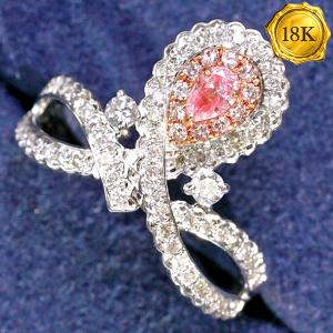 LUXURY COLLECTION !  (CERTIFICATE REPORT) 0.56 CTW GENUINE PINK DIAMOND & GENUINE DIAMOND 18KT SOLID GOLD RING