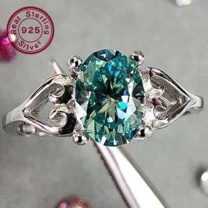 NEW!! (CERTIFICATE REPORT) 1.00 CT BLUE DIAMOND MOISSANITE & CREATED WHITE TOPAZ 925 STERLING SILVER RING