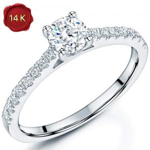 Guaranteed lowest price on Internet !- Engagement Ring - 14kt white gold - 0.65 ct. tw. Genuine Round Brilliant Cut Diamond (Lab-grown) - EX (IDeal Cut) E-F VS-SI