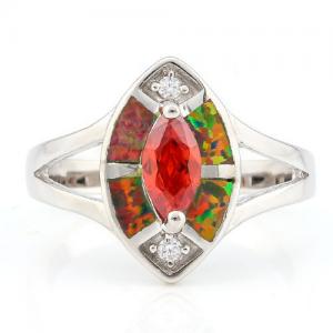 PRICELESS ! 1.76 CT ORANGE SAPPHIRE & CREATED ETHIOPIAN OPAL 925 STERLING SILVER RING