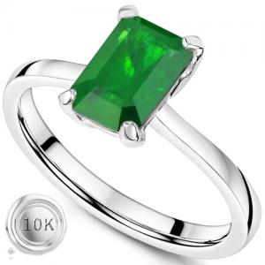 NEW ! 1.00 CT LAB GROWN ZAMBIAN EMERALD 10KT SOLID GOLD RING