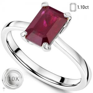NEW ! 1.10 CT LAB GROWN MOZAMBIQUE RUBY 10KT SOLID GOLD RING