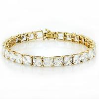 45.85 CT CREATED WHITE SAPPHIRE (VS) 10KT SOLID GOLD TENNIS BRACELET