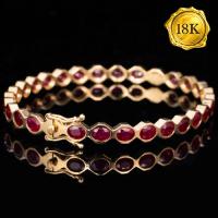 LUXURY COLLECTION ! (CERTIFICATE REPORT) 9.50 CT GENUINE RUBY 18KT SOLID GOLD BRACELET