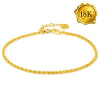 6.5 INCHES AU750 18K SOLID GOLD ROPE CHAIN BRACELET
