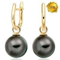 EXCLUSIVE ! TAHITIAN PEARLS LEVER-BACKS 2-WAYS 18KT SOLID GOLD EARRINGS