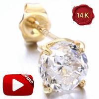 IMMACULATE ! 1.03 CT GENUINE DIAMOND 14KT SOLID GOLD EARRINGS STUD