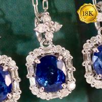 LUXURY COLLECTION ! (CERTIFICATE REPORT) 0.70 CT GENUINE SRI LANKA  SAPPHIRE & 0.12 CT GENUINE DIAMOND 18KT SOLID GOLD NECKLACE