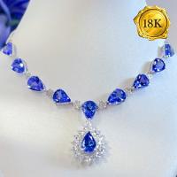 LUXURY COLLECTION ! (CERTIFICATE REPORT) 11.10 CT GENUINE TANZANITE & WHITE SAPPHIRE WITH 0.50 CT GENUINE DIAMOND 18KT SOLID GOLD NECKLACE