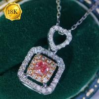 VALENTINE COLLECTION ! (CERTIFICATE REPORT) 0.38 CTW GENUINE PINK DIAMOND & GENUINE DIAMOND 18KT SOLID GOLD NECKLACE