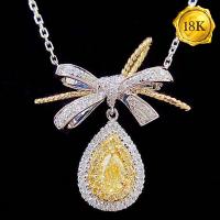 EXCLUSIVE VALENTINE COLLECTION ! 0.50 CTW GENUINE YELLOW DIAMOND & GENUINE DIAMOND 18KT SOLID GOLD NECKLACE