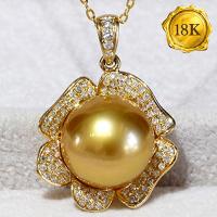 EXCLUSIVE ! RARE 12-13MM GOLDEN SOUTH SEA PEARL 18KT SOLID GOLD PENDANT