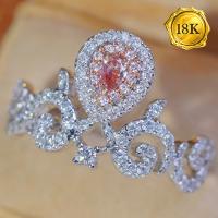 LUXURY COLLECTION ! (CERTIFICATE REPORT) 0.70 CTW GENUINE PINK DIAMOND & GENUINE DIAMOND 18KT SOLID GOLD RING