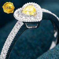 LUXURY COLLECTION ! (CERTIFICATE REPORT) 0.10 CT GENUINE YELLOW DIAMOND & 33PCS GENUINE DIAMOND 18KT SOLID GOLD RING