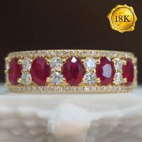VALENTINE COLLECTION ! (CERTIFICATE REPORT) 1.30 CT GENUINE RUBY & 0.50 CT GENUINE DIAMOND 18KT SOLID GOLD RING