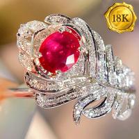 LUXURY COLLECTION ! (CERTIFICATE REPORT) 0.55 CT GENUINE RUBY & 0.30 CT GENUINE DIAMOND 18KT SOLID GOLD RING