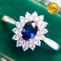 LUXURY COLLECTION !  (CERTIFICATE REPORT) 0.62 CT GENUINE SAPPHIRE & 0.34 CT GENUINE DIAMOND 18KT SOLID GOLD RING
