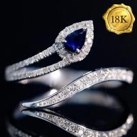 LUXURY COLLECTION ! 0.44 CT GENUINE SAPPHIRE & 0.30 CT GENUINE DIAMOND 18KT SOLID GOLD RING