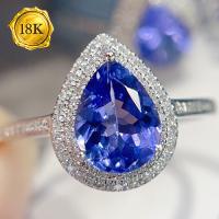 LUXURY COLLECTION ! (CERTIFICATE REPORT) 1.10 CT GENUINE TANZANITE & 0.24 CT GENUINE DIAMOND 18KT SOLID GOLD RING